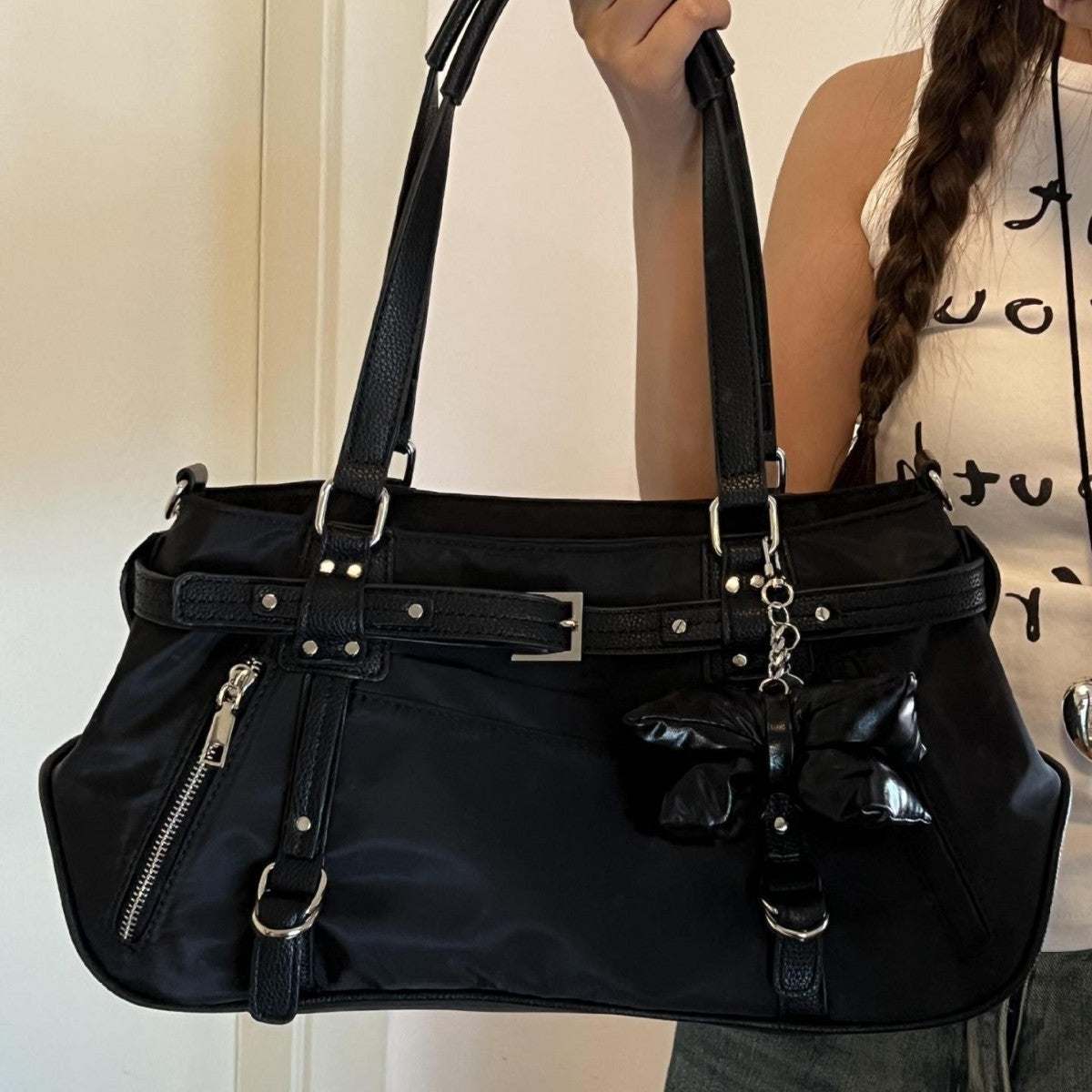 Girl's Headwind Texture Motorcycle Satchel