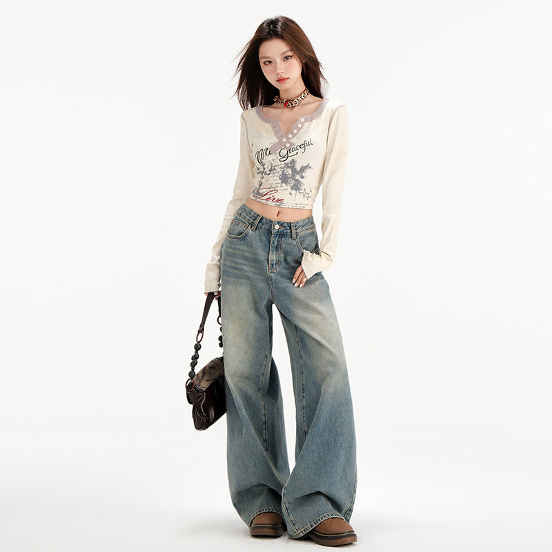 Loose Drooping Wide Leg Jeans