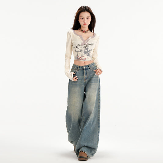 Loose Drooping Wide Leg Jeans
