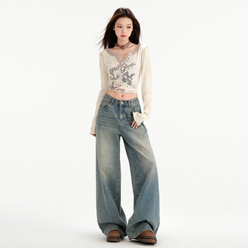Loose Drooping Wide Leg Jeans