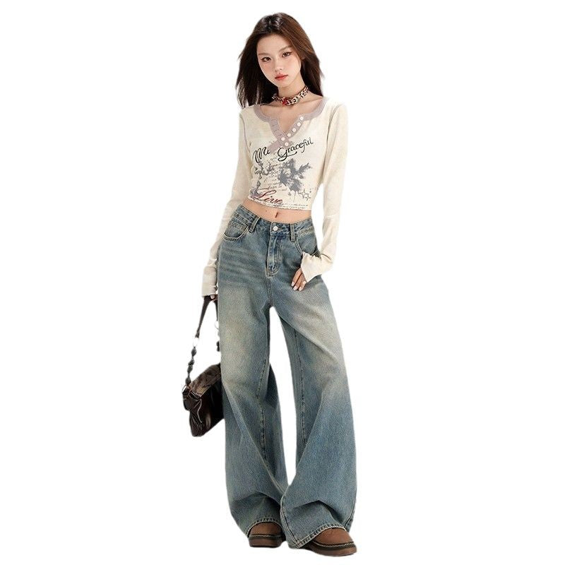 Loose Drooping Wide Leg Jeans