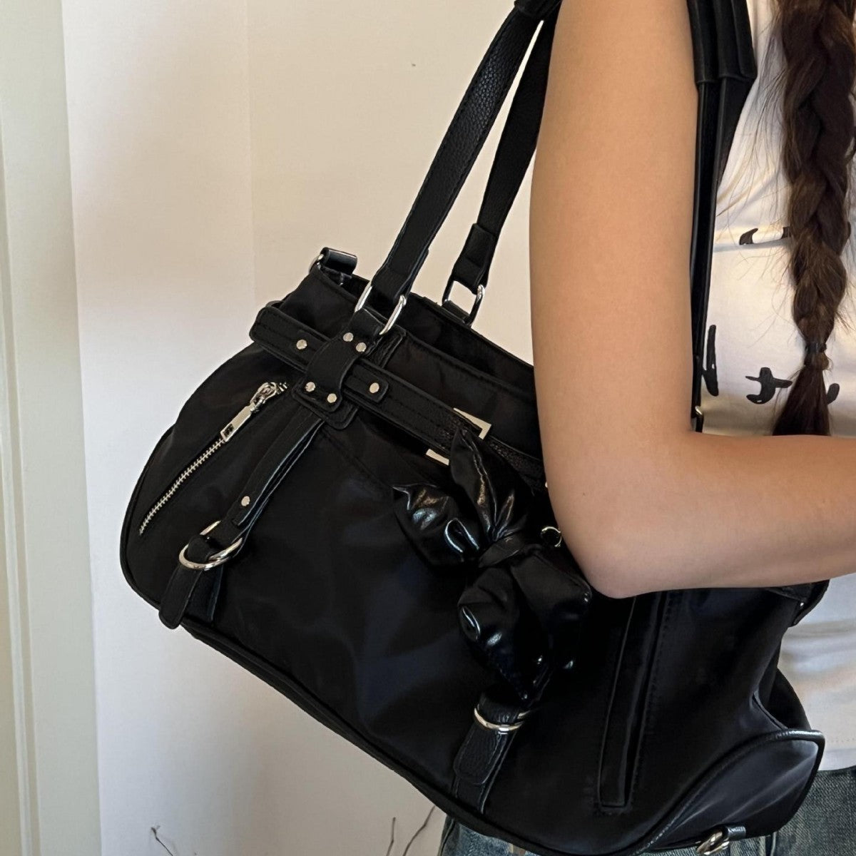 Girl's Headwind Texture Motorcycle Satchel