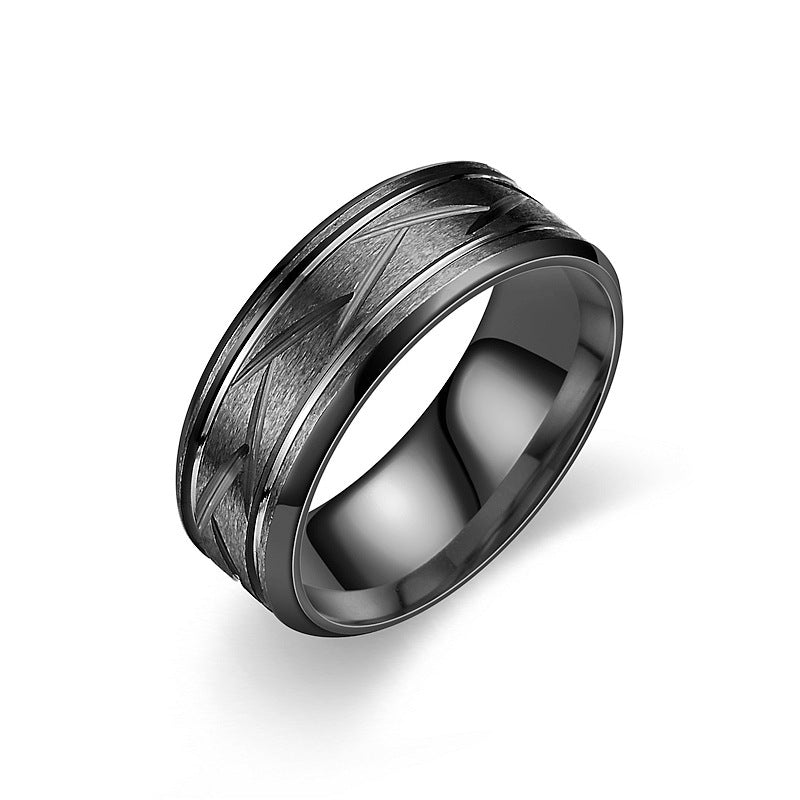 Titanium Steel Frosted Men's Ring