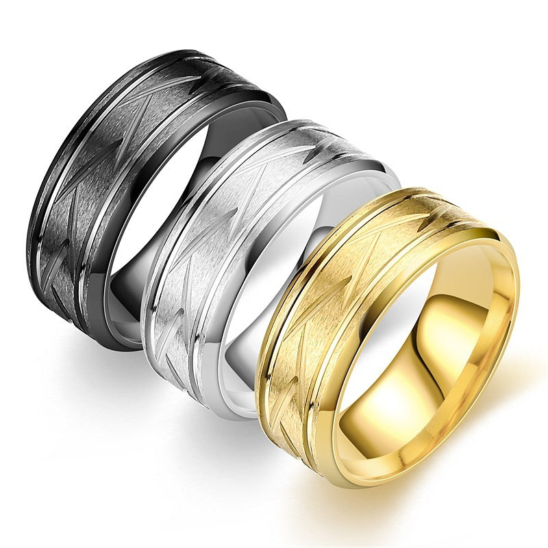 Titanium Steel Frosted Men's Ring